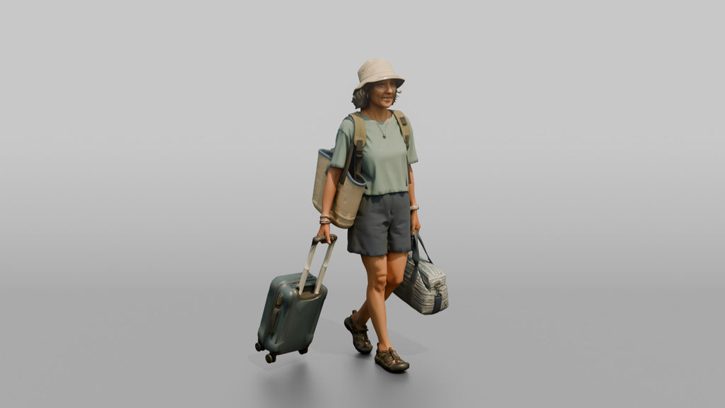 Traveler Carrying A Beach Bag