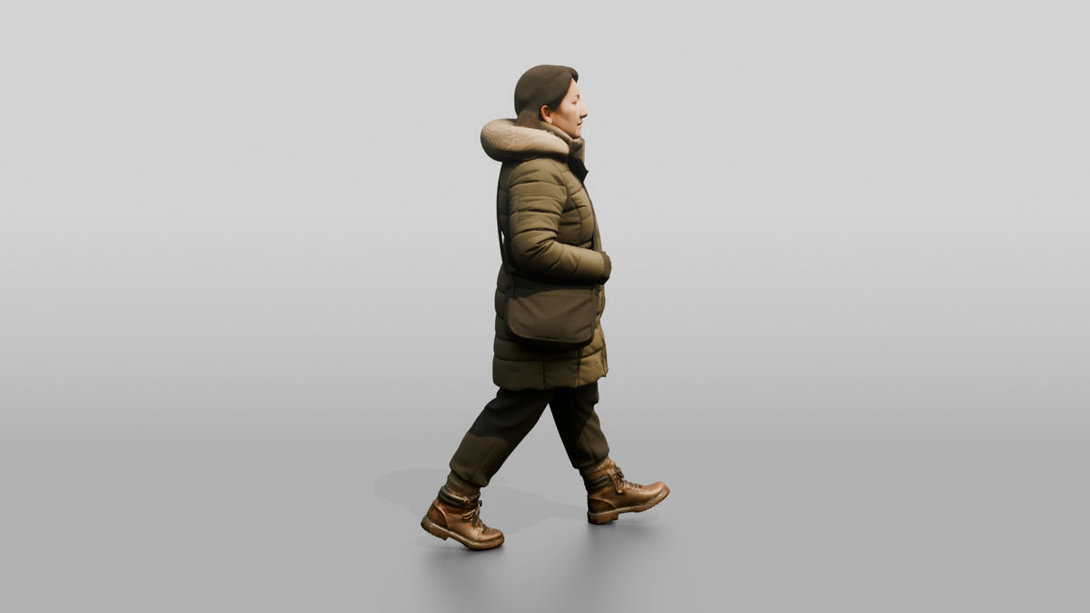 Central Asian Female Walking - 3D character model, view 2