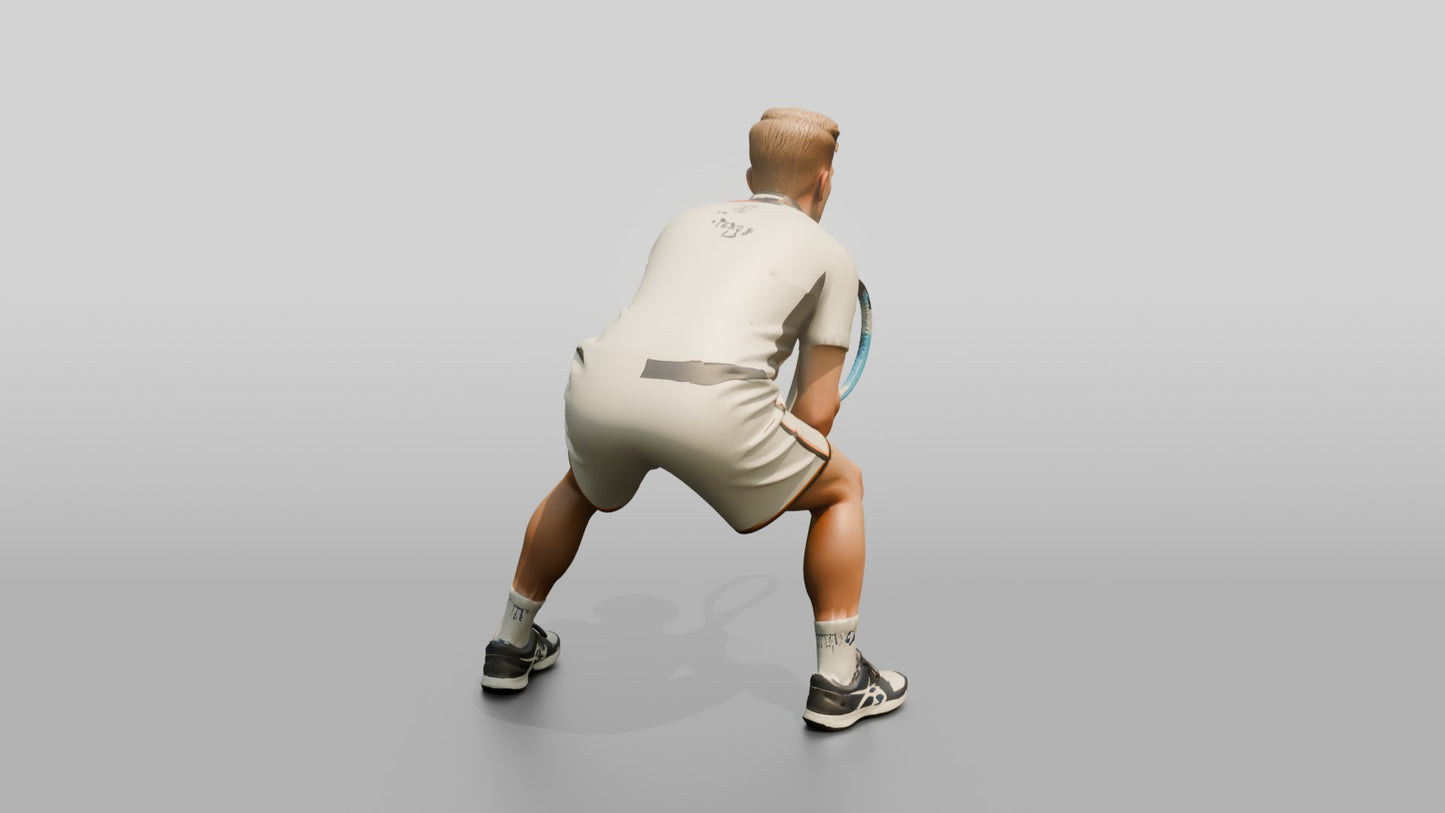 Male Tennis Player in a Focused Baseline Stance