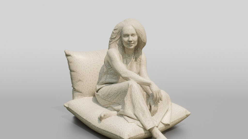 Woman Lounging on a Floor Cushion
