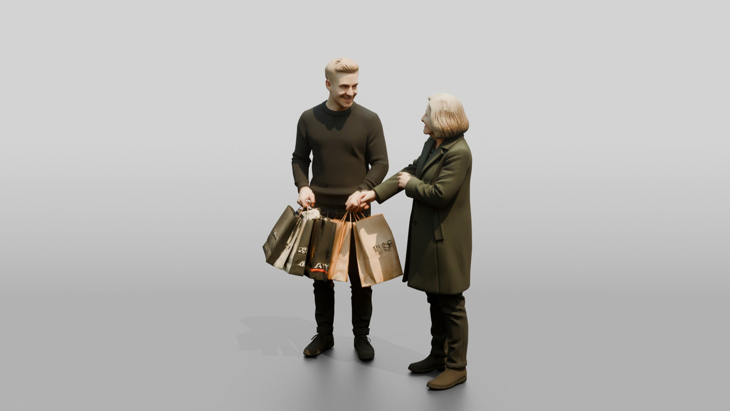 Norwegian Man Helping a Shopper with Bags
