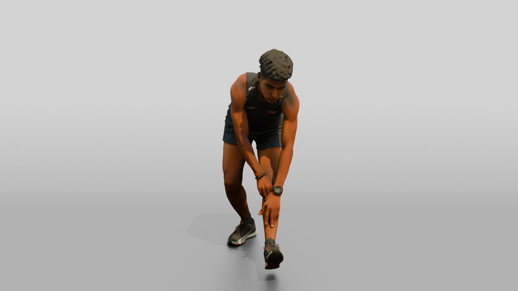 Athletic Young Moroccan Man Stretching Before a Run