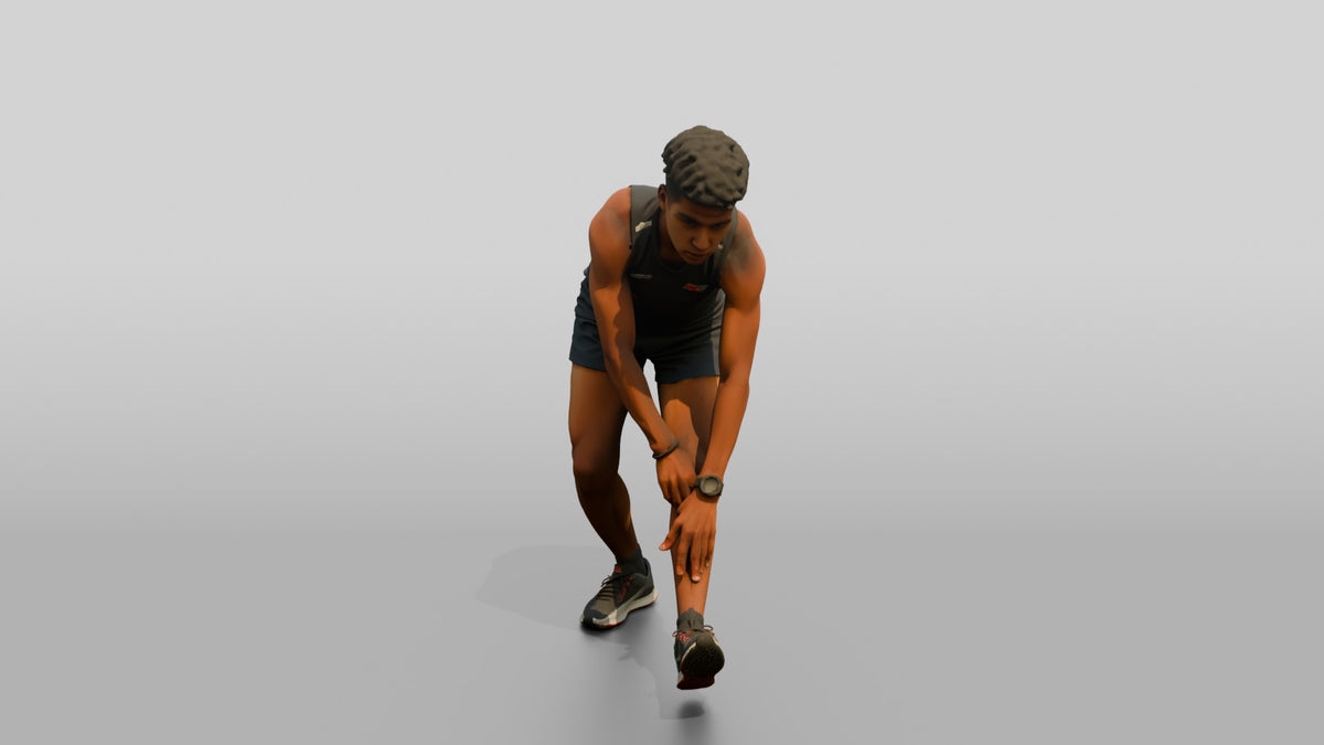 Athletic Young Moroccan Man Stretching Before a Run - 3D character model, view 4