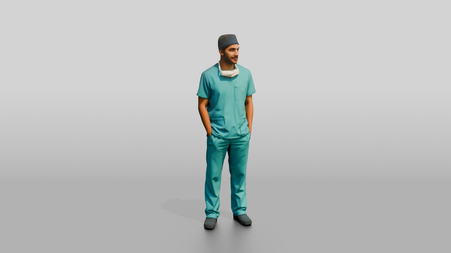 Young South Asian Man Doctor with Hands in Pockets