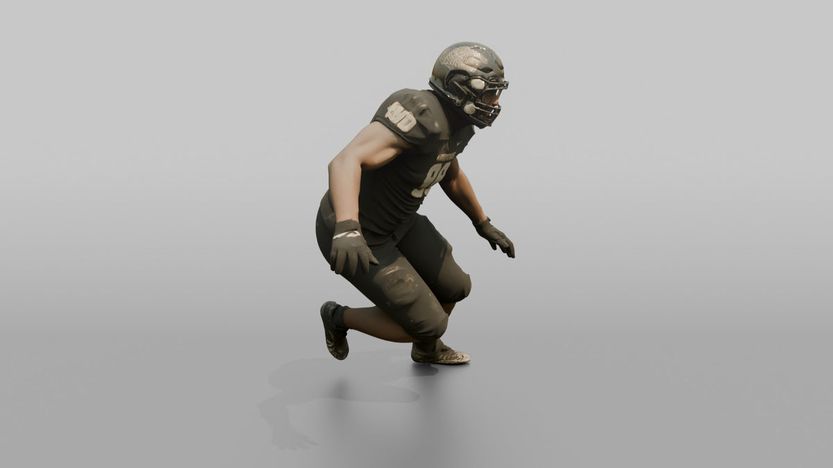 Defensive Tackle Bull-Rushing Forward - 3D character model, view 2