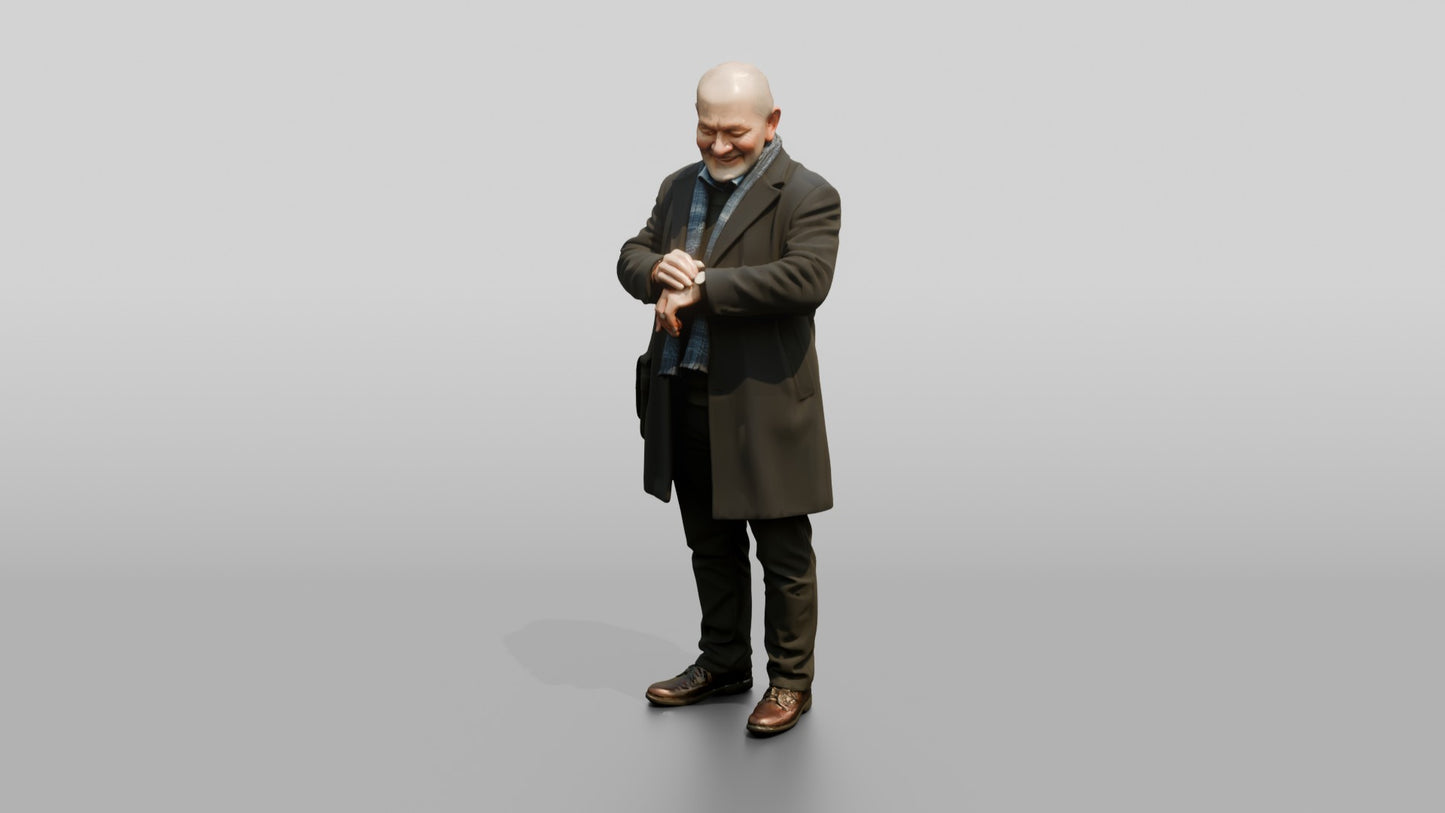 Elderly Norwegian Man Waiting for a Friend