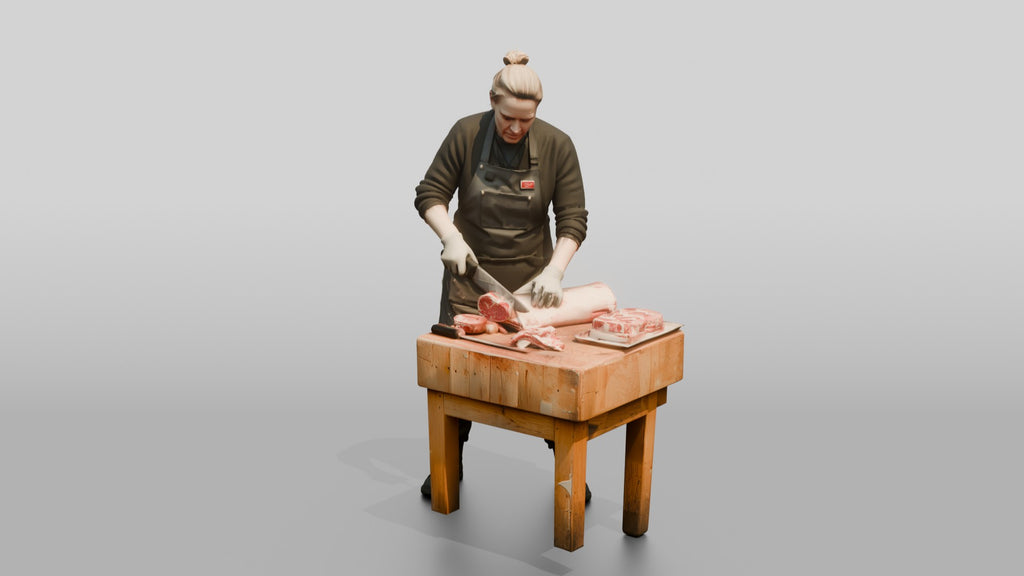Butcher Cutting Ribeye Steaks