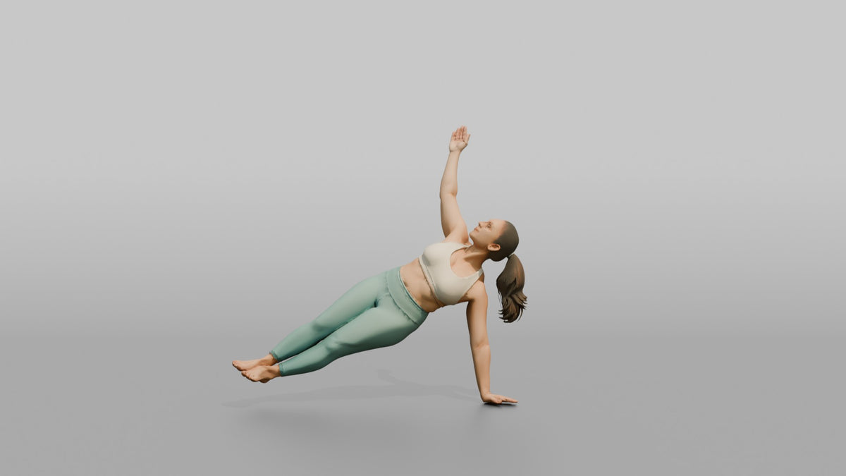 Bodyweight Athlete Woman Holding A Side Plank - 3D character model