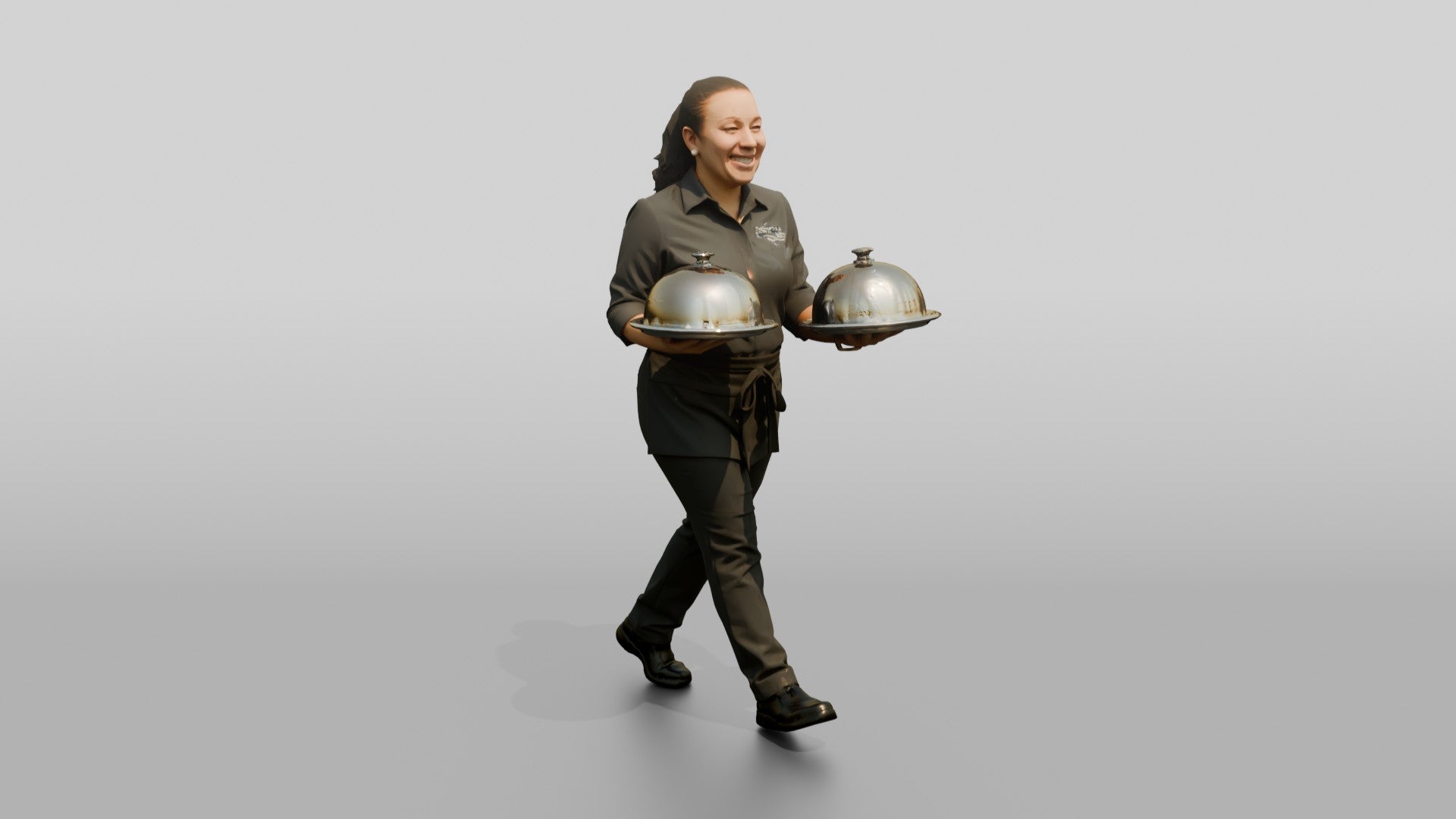 Food Runner Carrying Covered Plates