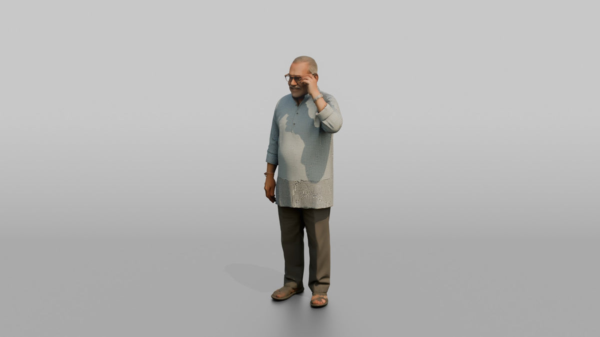 Grandfather Adjusting His Glasses With One Hand - 3D character model, view 4