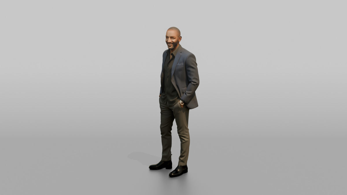 Patron Man Standing With Hands In Pockets, Stylish Nightlife Outfit - 3D character model, view 4