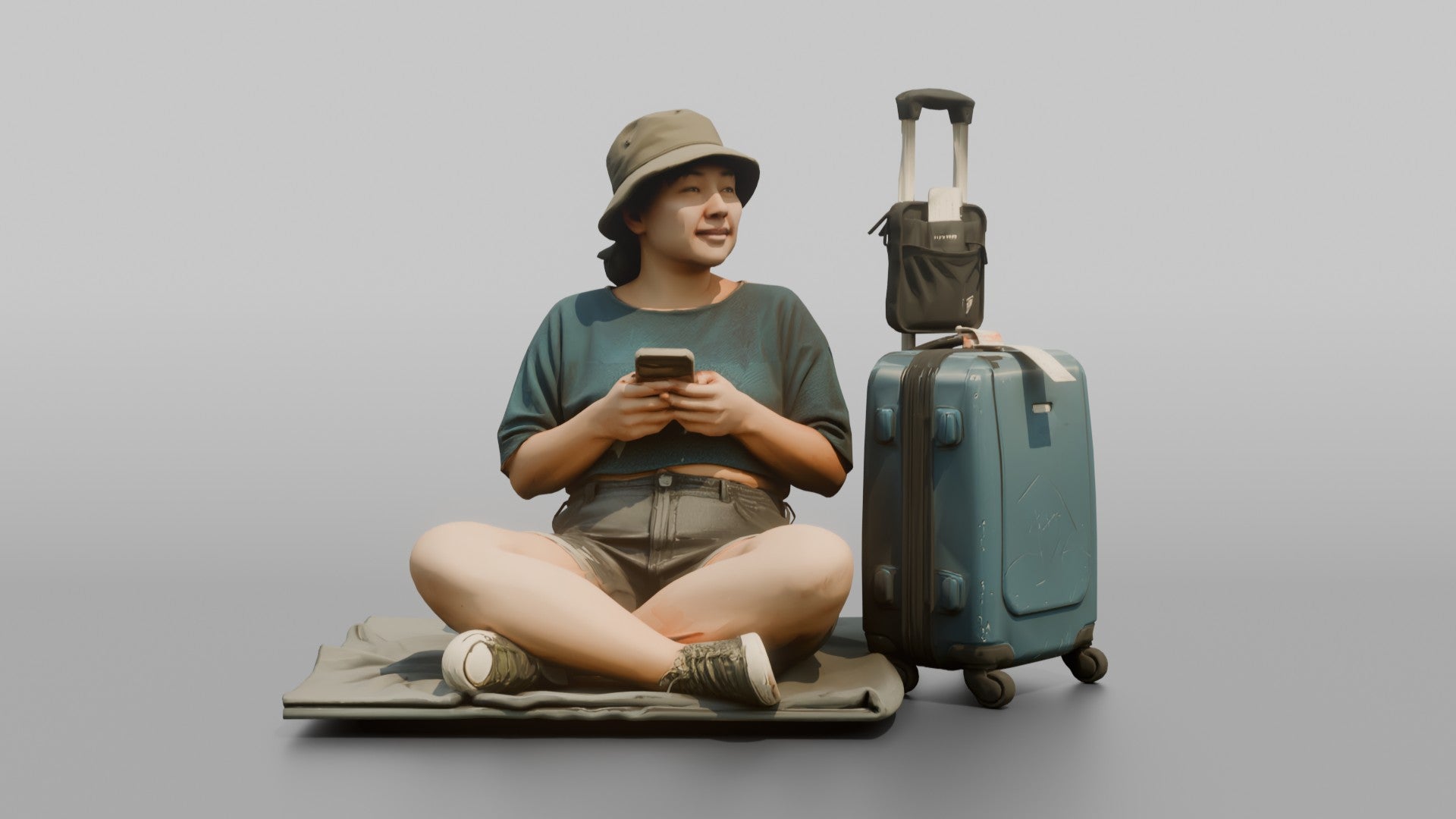 Traveler Sitting And Waiting At The Gate