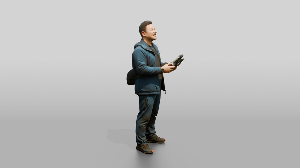 Chinese Man Flying a Drone
