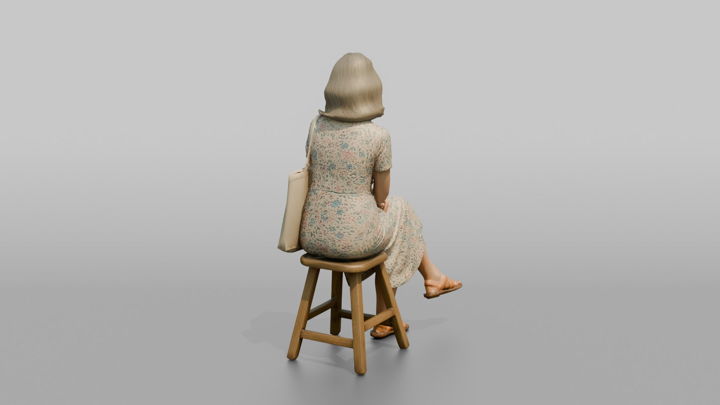 British Woman Seated in a Floral Summer Dress