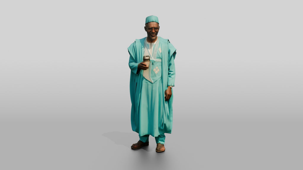 Elderly African Man in a Turquoise Grand Boubou
