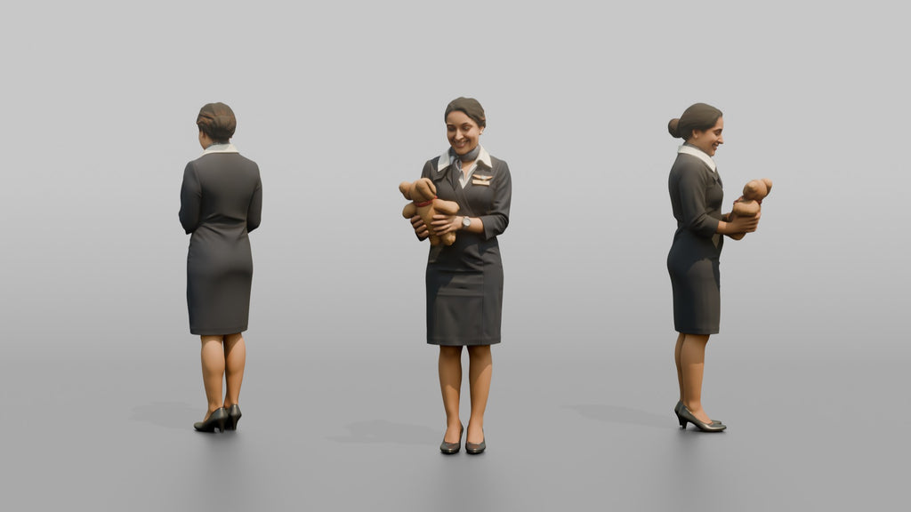 Middle Eastern Flight Attendant Checking the Overhead Rack