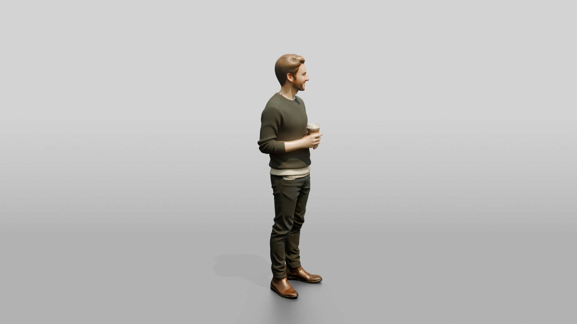 Homeless Man Holding a Steaming Paper Coffee Cup