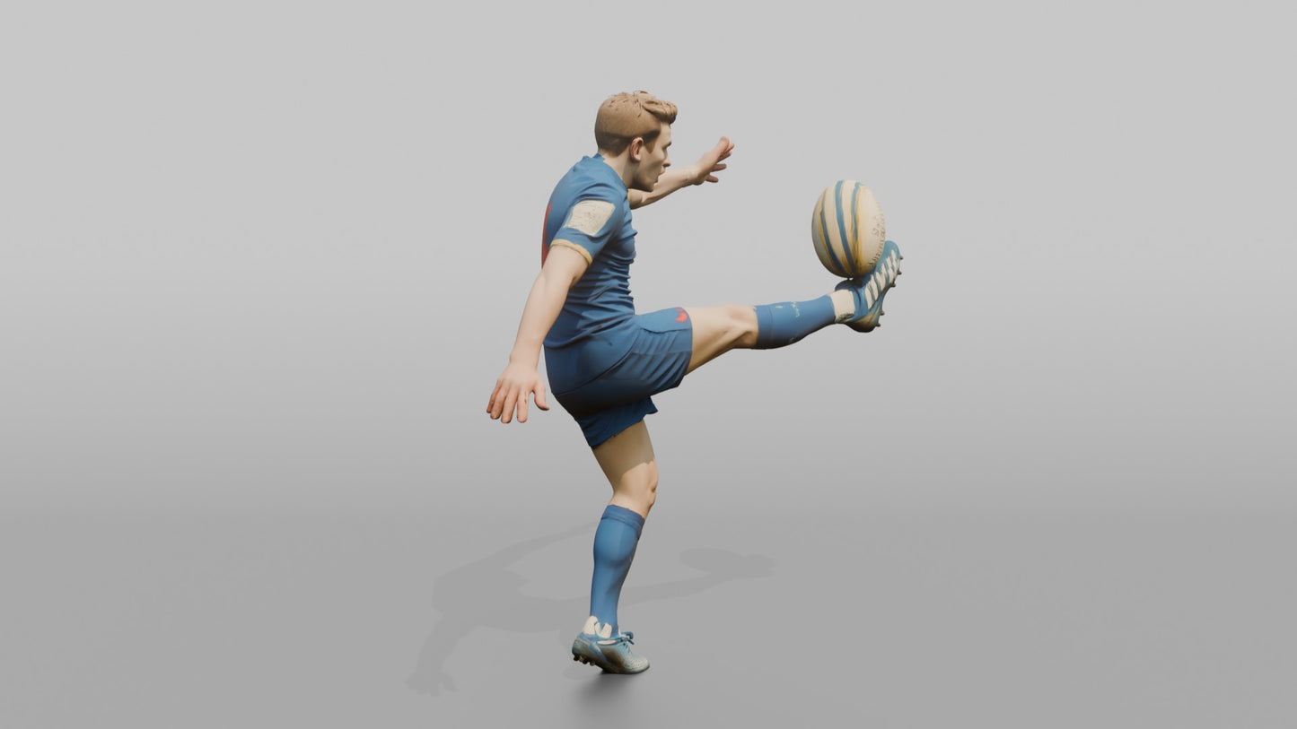 French Fly-Half Executing a Spiral Kick