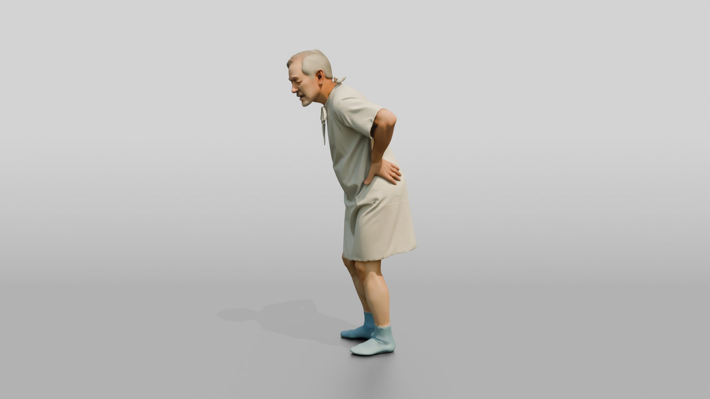 Elderly Man Patient Bent Over in Back Pain