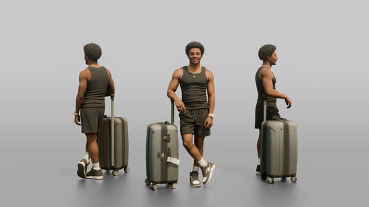 Vacationer Wearing Sleek Black Tank Top - 3D character model
