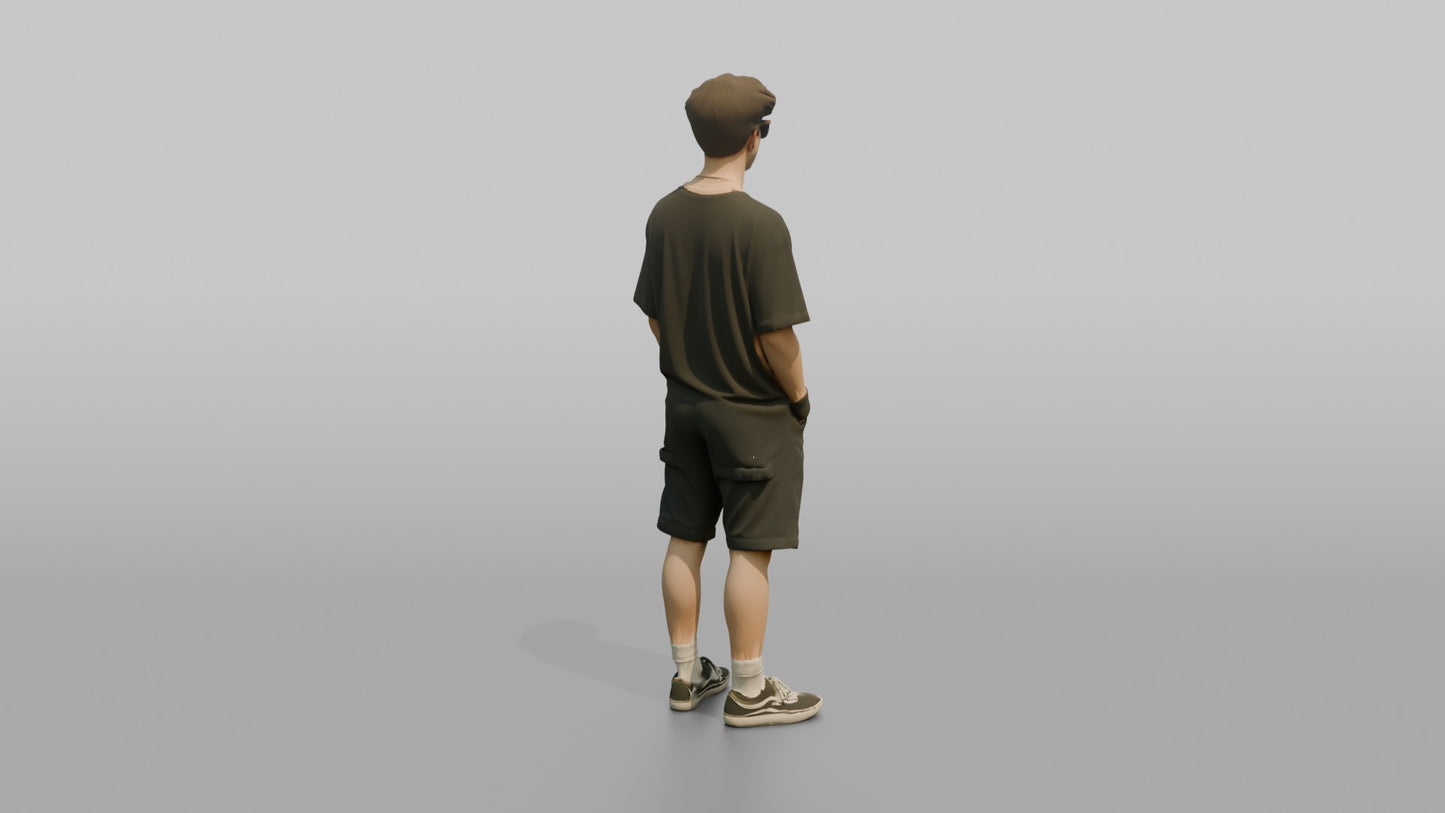 Teenager Posing in a Skate Tee and Sunglasses