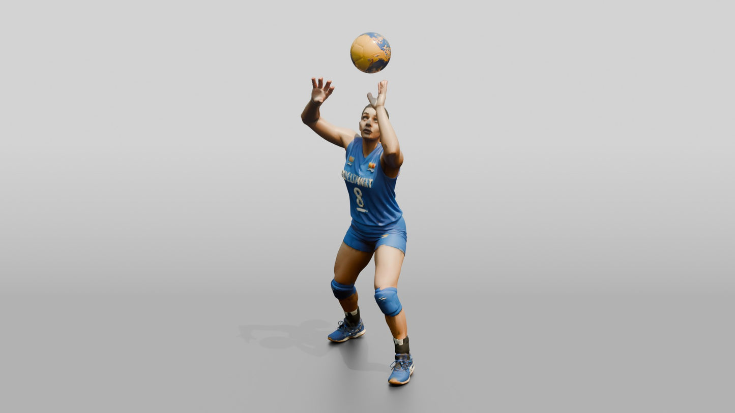 South Asian Female Volleyball Player in Royal Blue Uniform