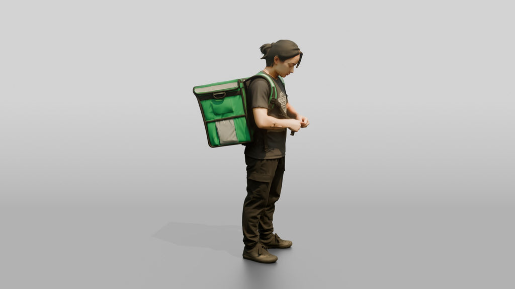 Food Delivery Man with Backpack