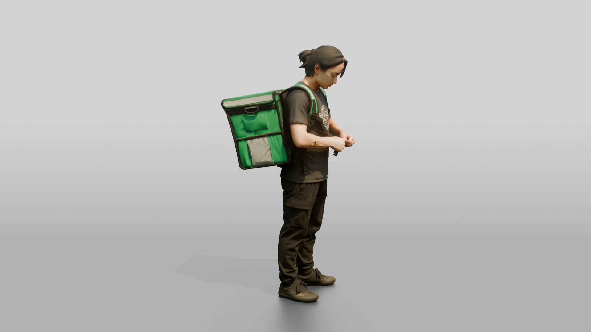 Food Delivery Man with Backpack