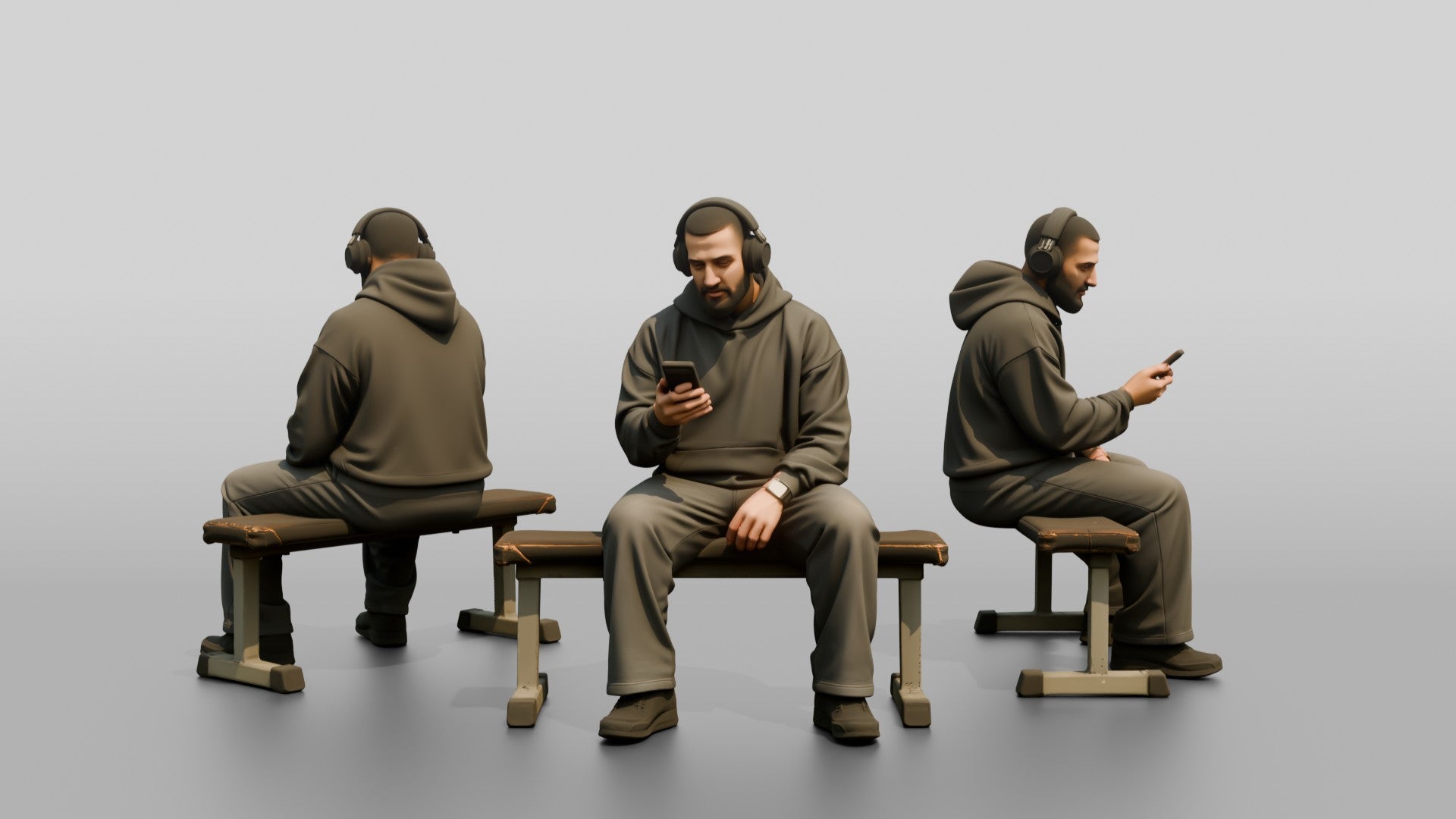 Man Sitting Upright on Weight Bench