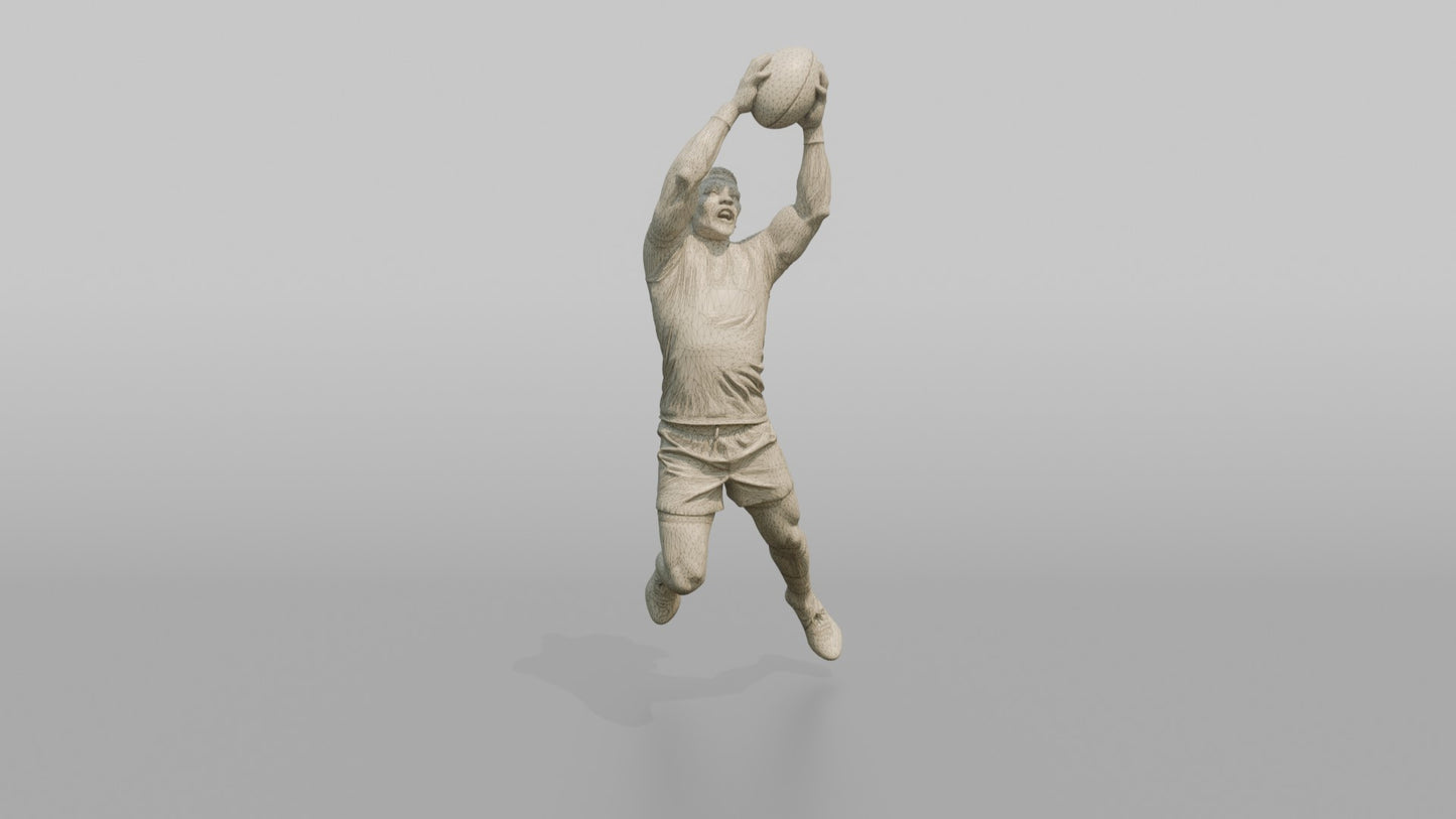 South African Center Leaping to Catch a High Ball