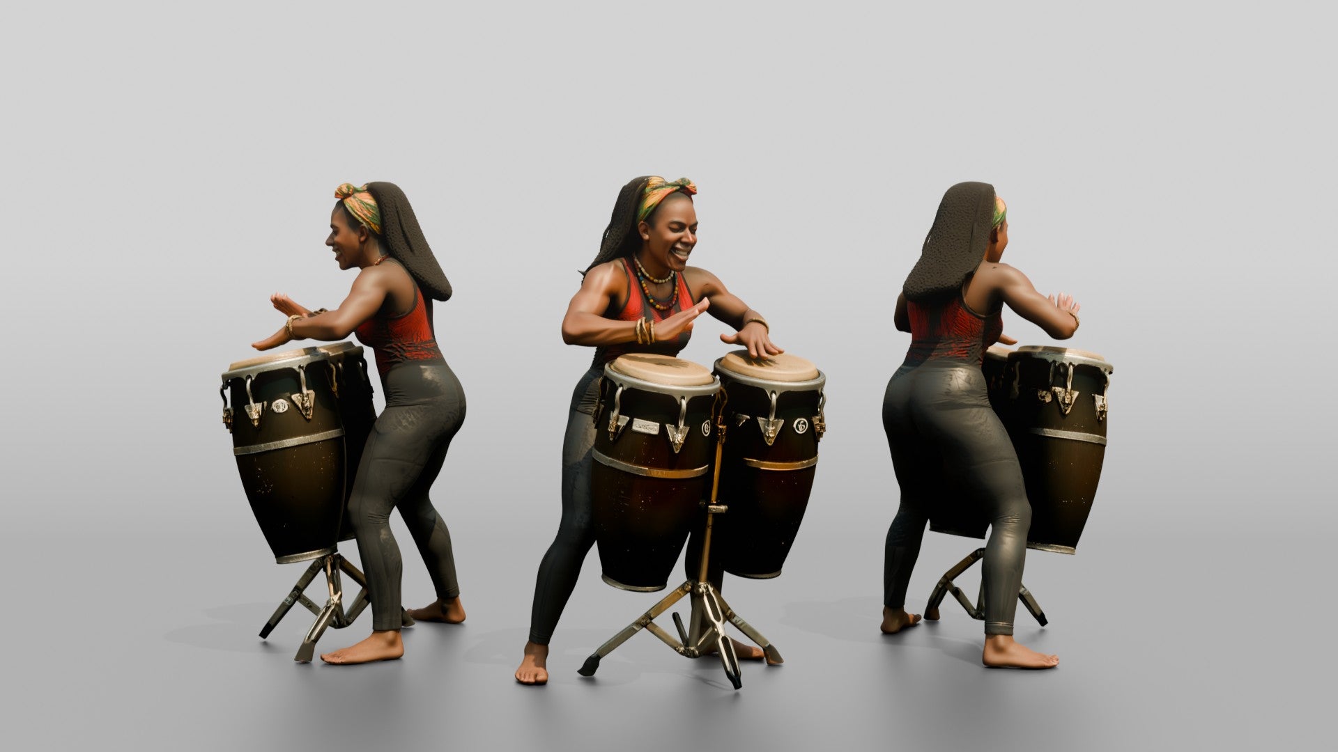 Percussionist Playing Conga Drums