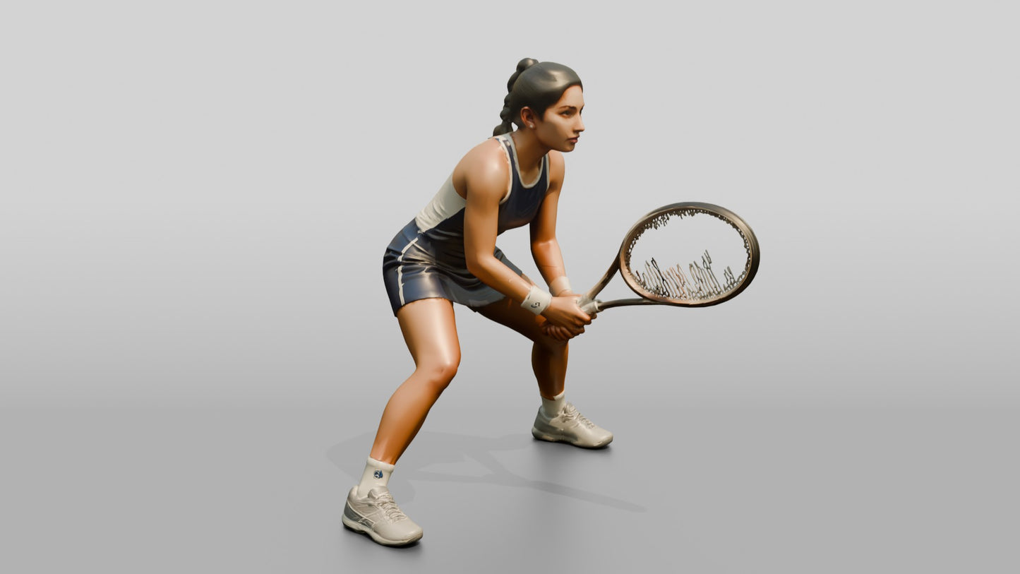 Female Tennis Player in a Low Baseline Ready Stance