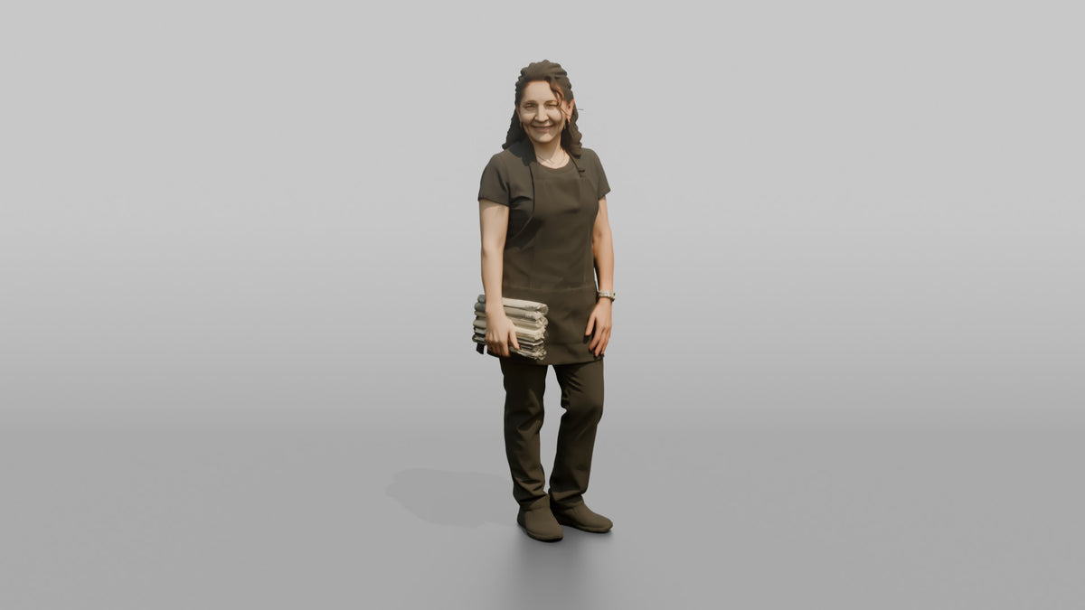 Nail Technician Woman Holding A Stack Of Nail Files - 3D character model, view 5