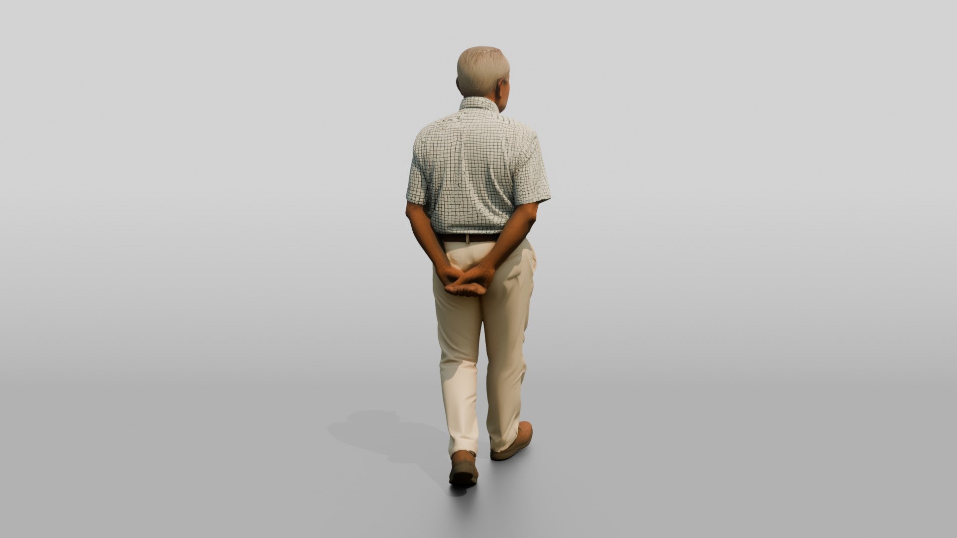 Elderly Turkish Man Walking with Hands Behind His Back