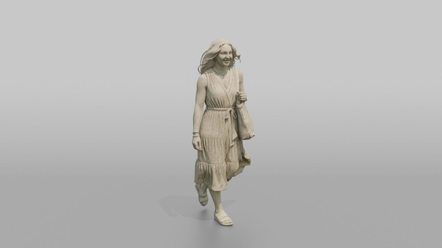 Scandinavian Woman Walking in a Yellow Summer Dress