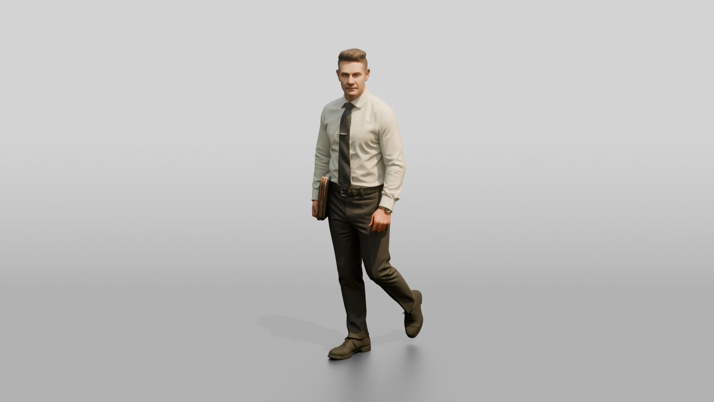 Businessman Walking Down the Hallway