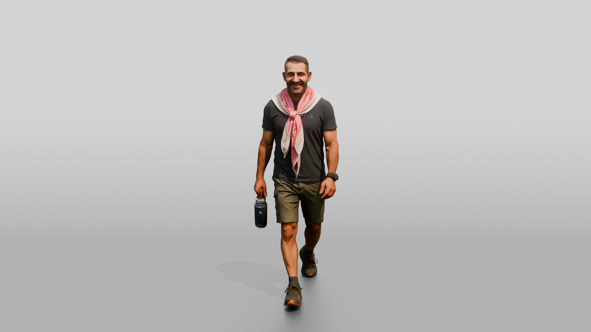 Athletic Middle-Aged Jordanian Man in Keffiyeh