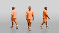 African Man in Coral Matching Set Walking