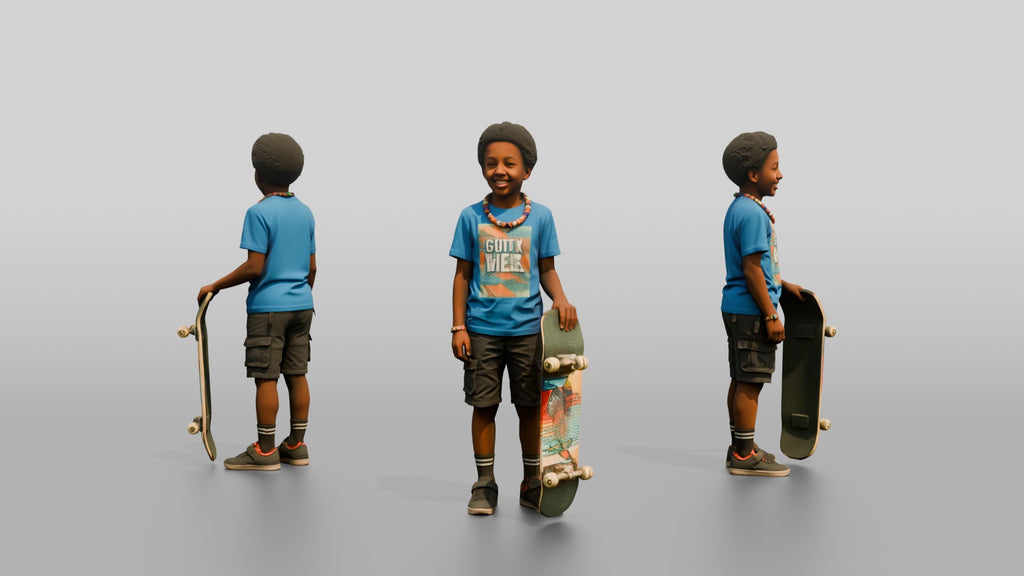 African Boy Holding a Skateboard