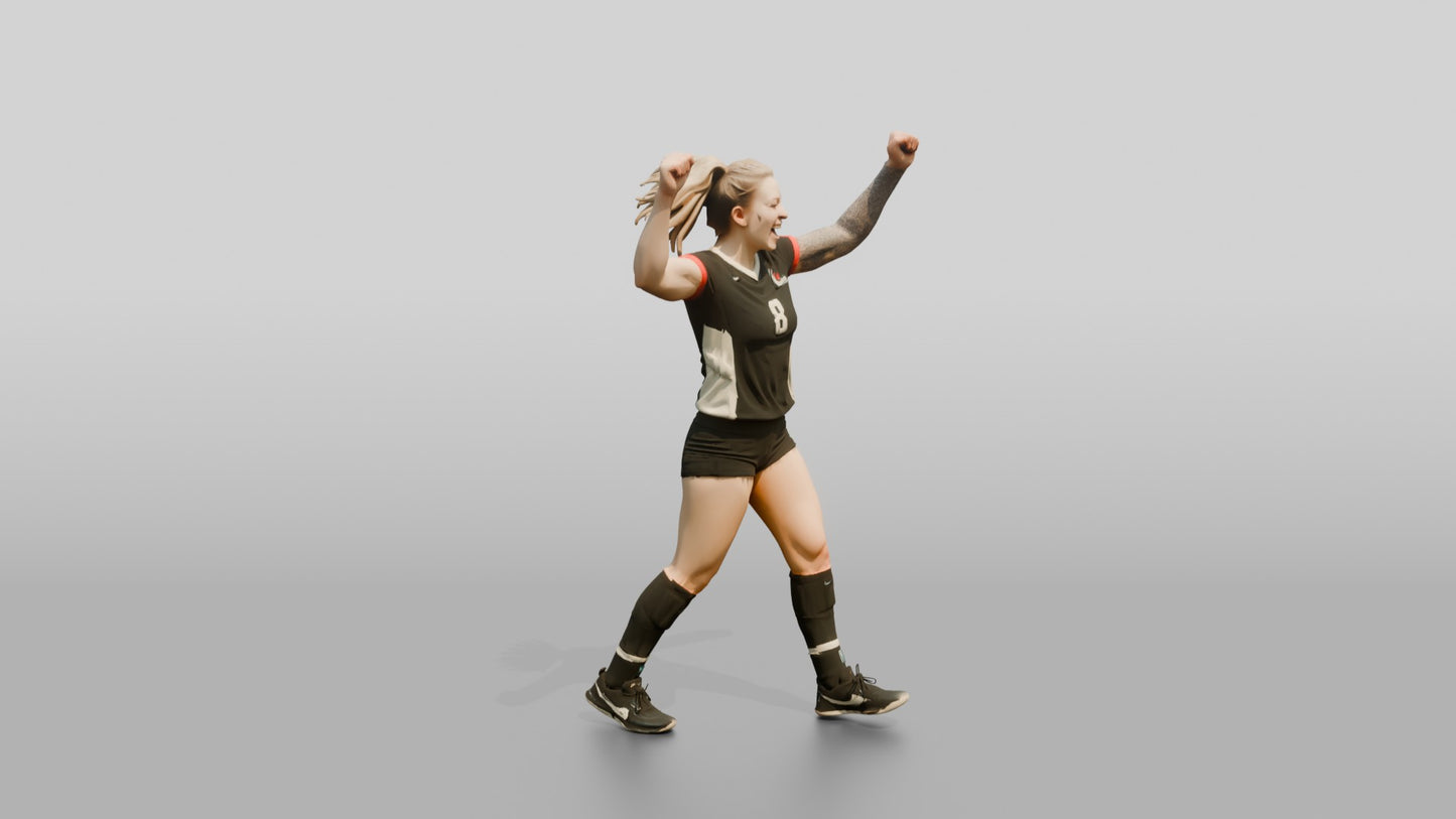Caucasian Female Volleyball Player in Black Jersey