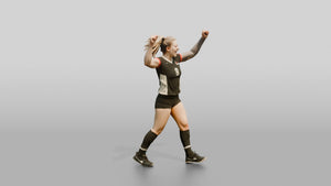 Caucasian Female Volleyball Player in Black Jersey - 3D character model, view 1