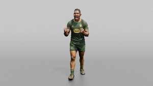 South African Player Roaring in Victory Celebration - 3D character model, view 1