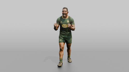 South African Player Roaring in Victory Celebration - 3D character model, view 1