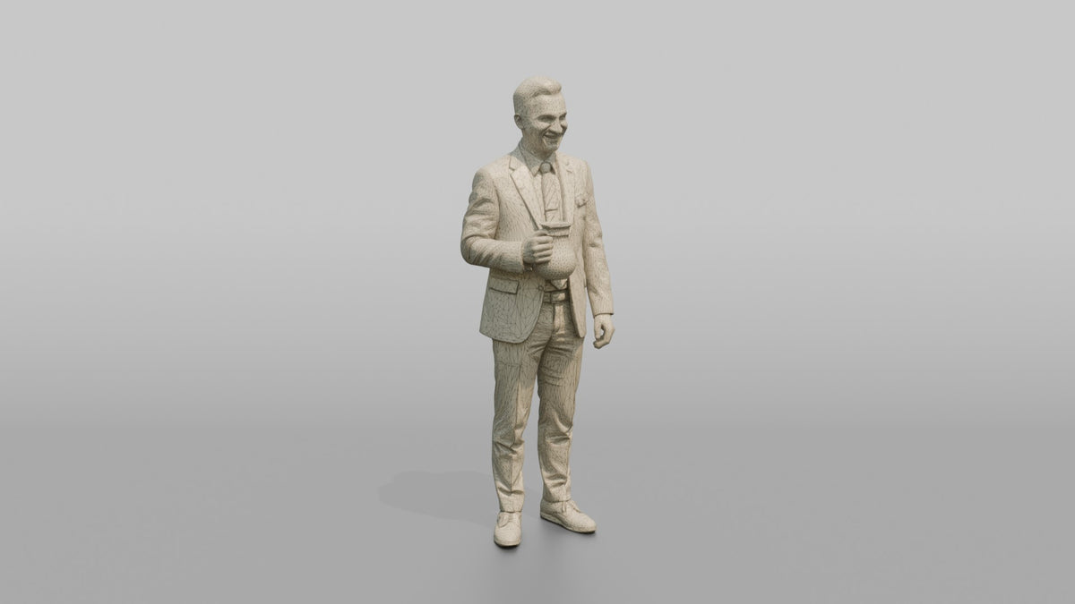 South Asian Airline Captain Waving Goodbye - wireframe topology preview