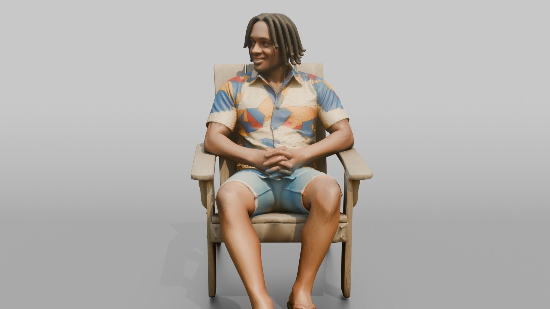 African Man with Dreadlocks Sitting in Lounge Chair