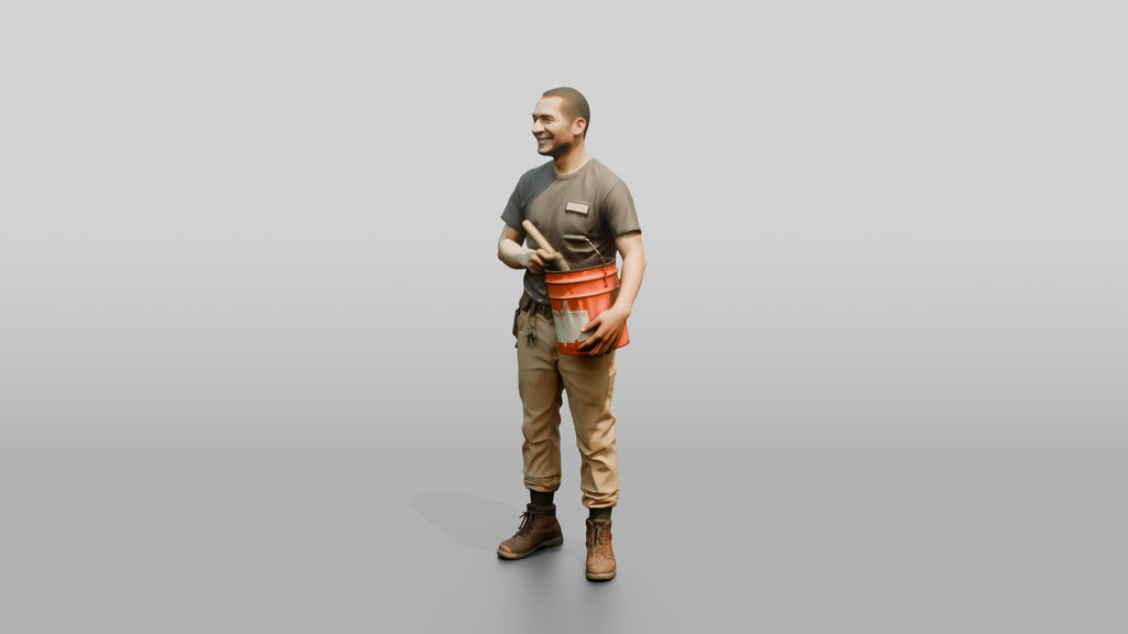 Mechanic Holding a Grease Bucket