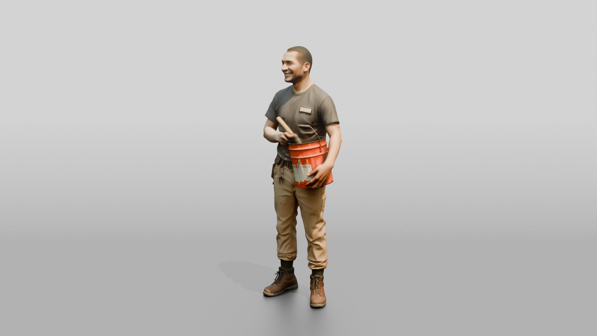 Mechanic Holding a Grease Bucket