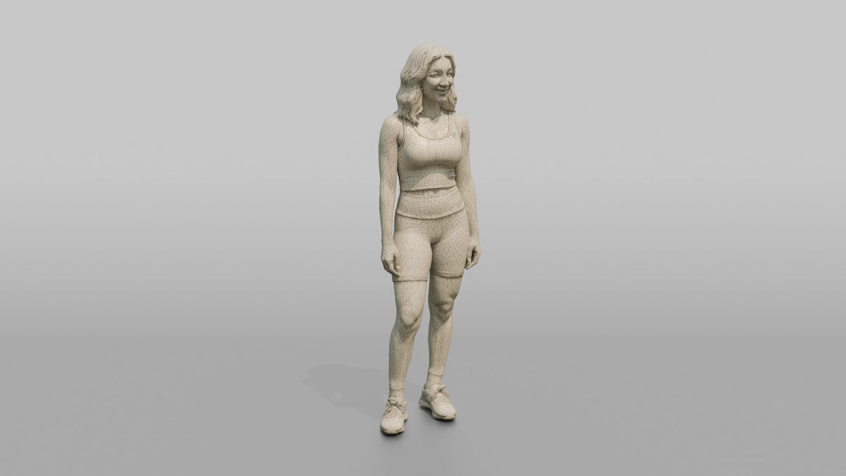 Fitness Influencer Woman Standing Confidently, Arms Relaxed - wireframe topology preview