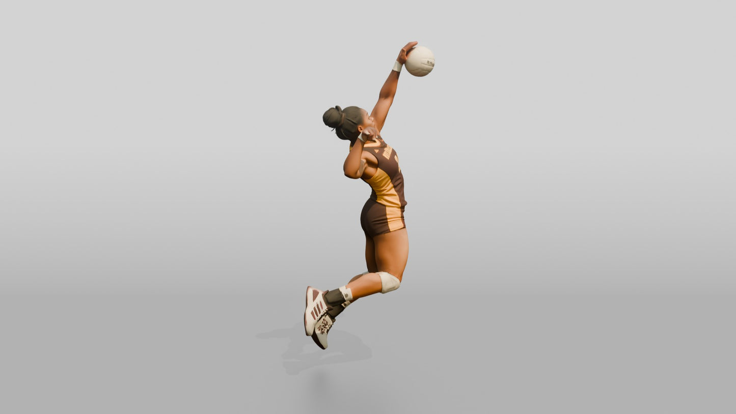Black Female Volleyball Player in Maroon and Gold Jersey