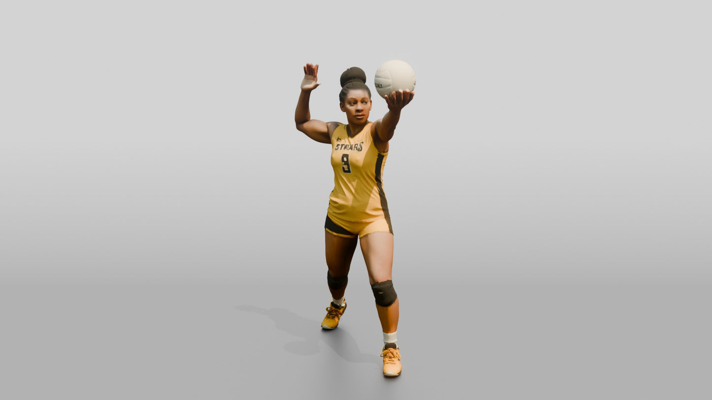Black Female Volleyball Player in Yellow Uniform